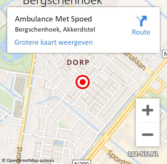 Locatie op kaart van de 112 melding: Ambulance Met Spoed Naar Bergschenhoek, Akkerdistel op 9 februari 2022 07:52