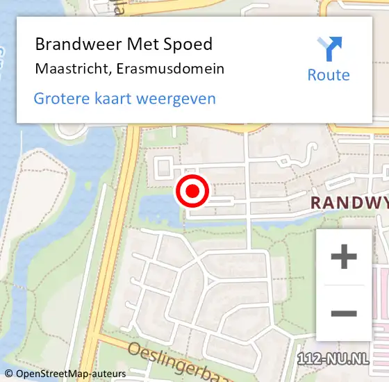 Locatie op kaart van de 112 melding: Brandweer Met Spoed Naar Maastricht, Erasmusdomein op 9 februari 2022 08:00