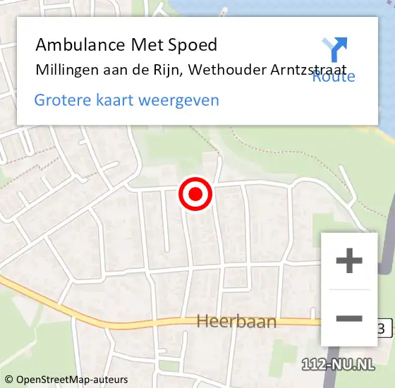 Locatie op kaart van de 112 melding: Ambulance Met Spoed Naar Millingen aan de Rijn, Wethouder Arntzstraat op 9 februari 2022 08:12