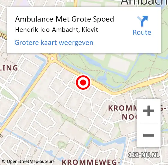 Locatie op kaart van de 112 melding: Ambulance Met Grote Spoed Naar Hendrik-Ido-Ambacht, Kievit op 9 februari 2022 08:36