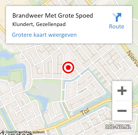 Locatie op kaart van de 112 melding: Brandweer Met Grote Spoed Naar Klundert, Gezellenpad op 9 februari 2022 08:36