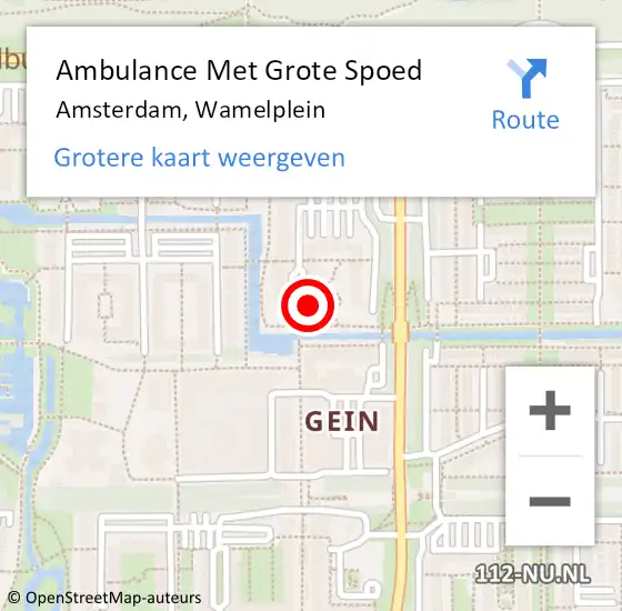 Locatie op kaart van de 112 melding: Ambulance Met Grote Spoed Naar Amsterdam-Zuidoost, Wamelplein op 9 februari 2022 08:39