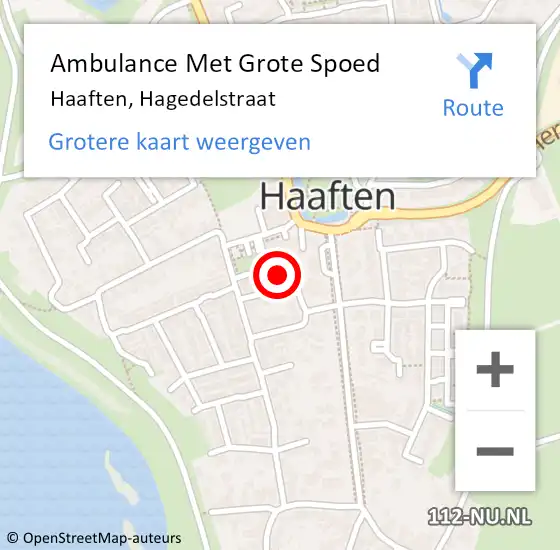 Locatie op kaart van de 112 melding: Ambulance Met Grote Spoed Naar Haaften, Hagedelstraat op 9 februari 2022 08:46