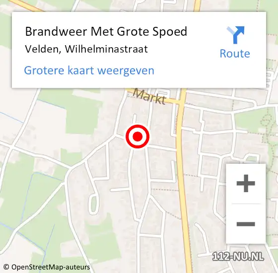 Locatie op kaart van de 112 melding: Brandweer Met Grote Spoed Naar Velden, Wilhelminastraat op 9 februari 2022 08:47