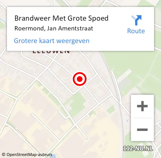 Locatie op kaart van de 112 melding: Brandweer Met Grote Spoed Naar Roermond, Jan Amentstraat op 9 februari 2022 08:50