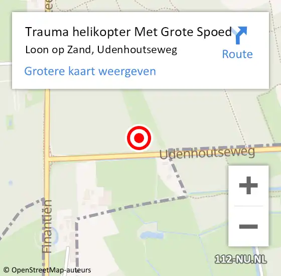 Locatie op kaart van de 112 melding: Trauma helikopter Met Grote Spoed Naar Loon op Zand, Udenhoutseweg op 9 februari 2022 09:01