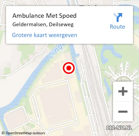 Locatie op kaart van de 112 melding: Ambulance Met Spoed Naar Geldermalsen, Deilseweg op 9 februari 2022 09:22