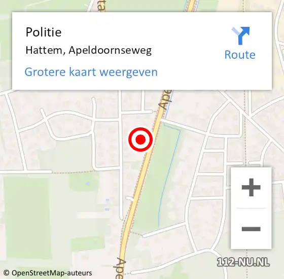 Locatie op kaart van de 112 melding: Politie Hattem, Apeldoornseweg op 9 februari 2022 09:27