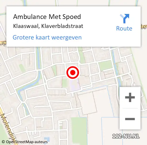 Locatie op kaart van de 112 melding: Ambulance Met Spoed Naar Klaaswaal, Klaverbladstraat op 9 februari 2022 09:43