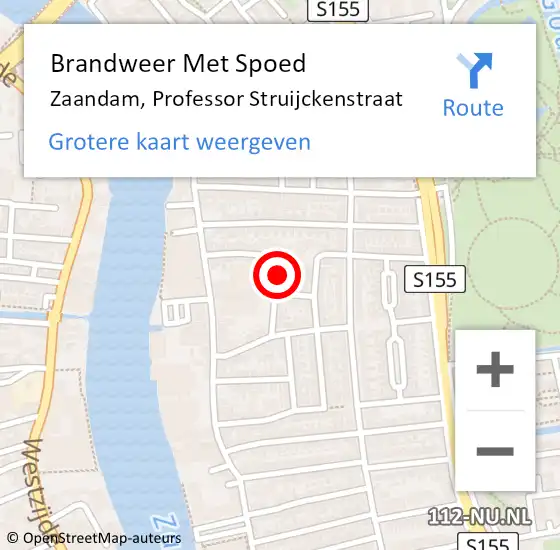 Locatie op kaart van de 112 melding: Brandweer Met Spoed Naar Zaandam, Professor Struijckenstraat op 9 februari 2022 09:56