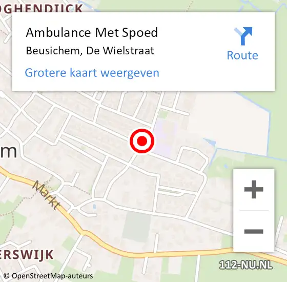 Locatie op kaart van de 112 melding: Ambulance Met Spoed Naar Beusichem, De Wielstraat op 9 februari 2022 10:00