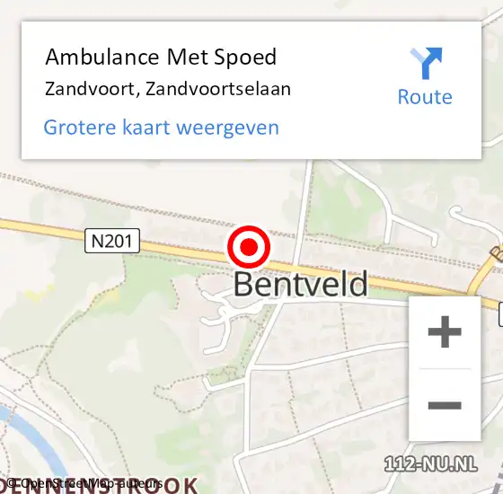 Locatie op kaart van de 112 melding: Ambulance Met Spoed Naar Zandvoort, Zandvoortselaan op 9 februari 2022 10:04