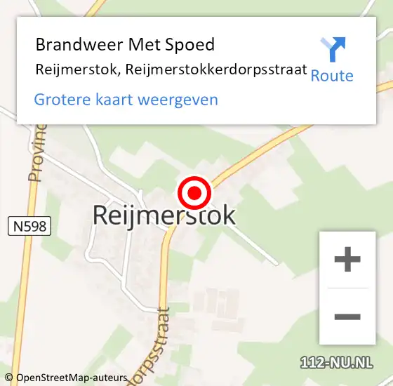 Locatie op kaart van de 112 melding: Brandweer Met Spoed Naar Reijmerstok, Reijmerstokkerdorpsstraat op 9 februari 2022 10:27