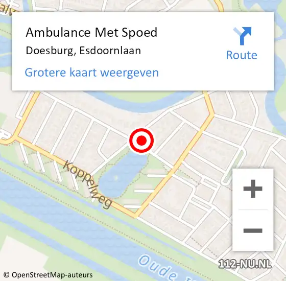 Locatie op kaart van de 112 melding: Ambulance Met Spoed Naar Doesburg, Esdoornlaan op 9 februari 2022 11:01