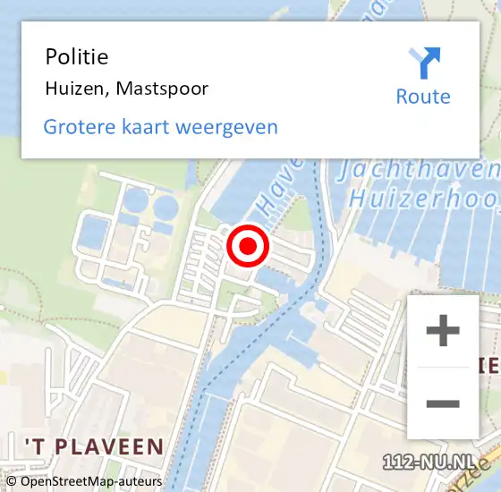Locatie op kaart van de 112 melding: Politie Huizen, Mastspoor op 9 februari 2022 11:18