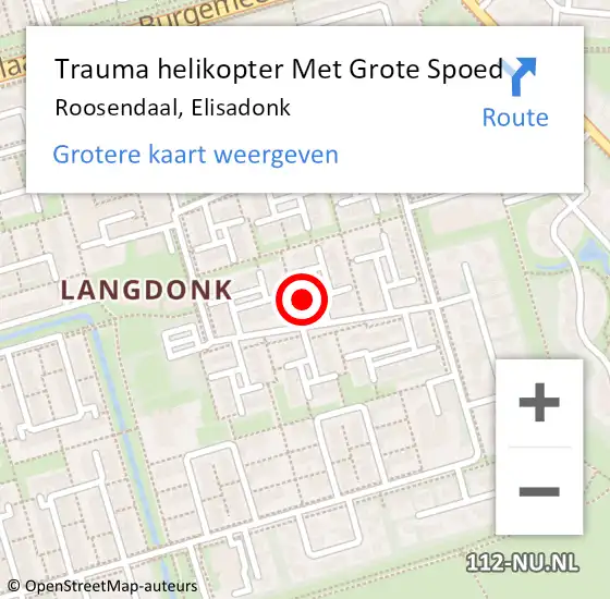 Locatie op kaart van de 112 melding: Trauma helikopter Met Grote Spoed Naar Roosendaal, Elisadonk op 9 februari 2022 11:20