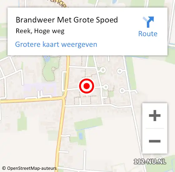 Locatie op kaart van de 112 melding: Brandweer Met Grote Spoed Naar Reek, Hoge weg op 9 februari 2022 11:55