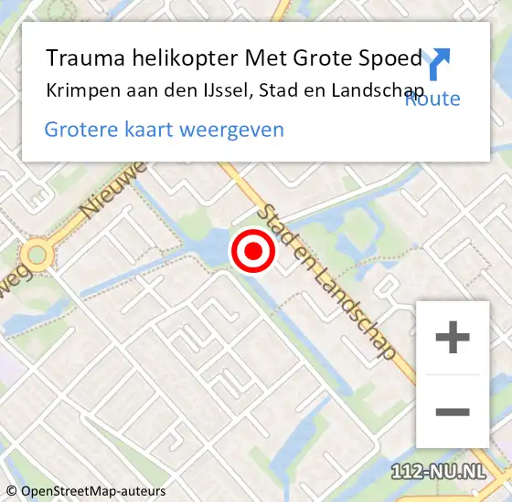 Locatie op kaart van de 112 melding: Trauma helikopter Met Grote Spoed Naar Krimpen aan den IJssel, Stad en Landschap op 9 februari 2022 12:06