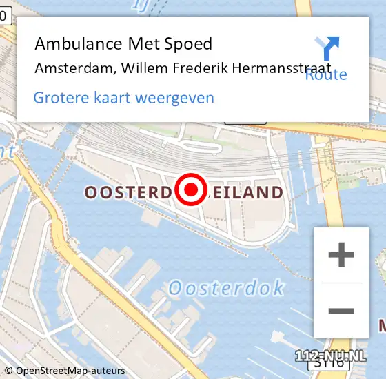 Locatie op kaart van de 112 melding: Ambulance Met Spoed Naar Amsterdam, Willem Frederik Hermansstraat op 9 februari 2022 12:14