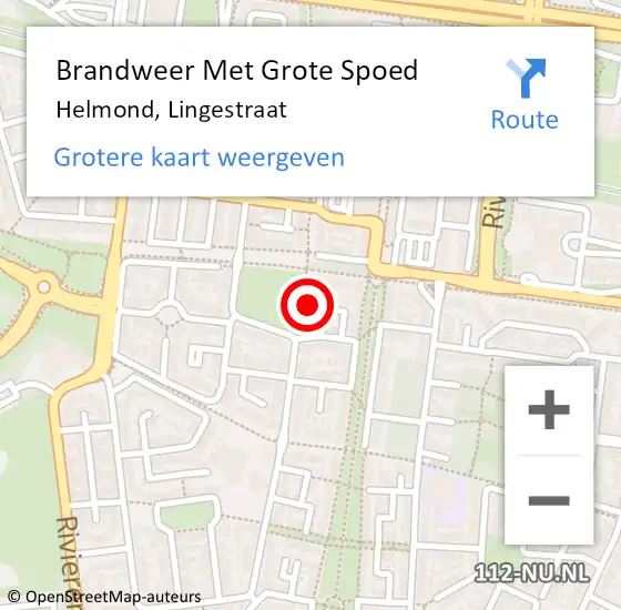 Locatie op kaart van de 112 melding: Brandweer Met Grote Spoed Naar Helmond, Lingestraat op 9 februari 2022 12:21