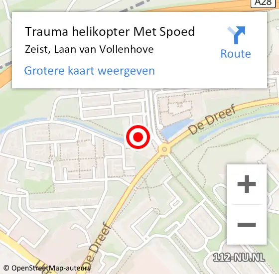 Locatie op kaart van de 112 melding: Trauma helikopter Met Spoed Naar Zeist, Laan van Vollenhove op 9 februari 2022 12:34