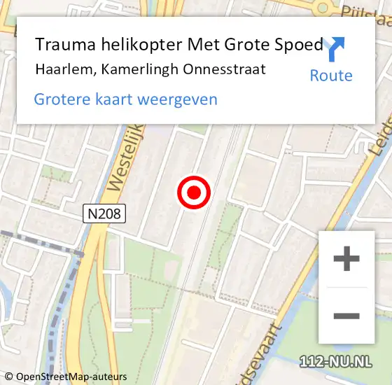 Locatie op kaart van de 112 melding: Trauma helikopter Met Grote Spoed Naar Haarlem, Kamerlingh Onnesstraat op 9 februari 2022 12:37