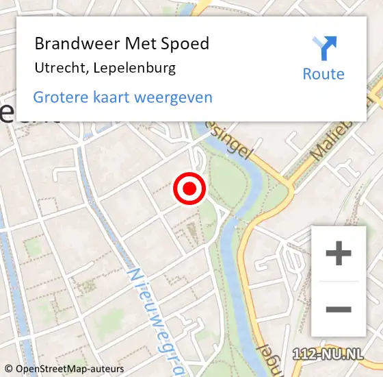 Locatie op kaart van de 112 melding: Brandweer Met Spoed Naar Utrecht, Lepelenburg op 9 februari 2022 12:52