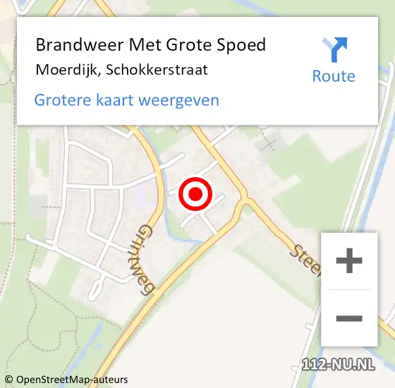 Locatie op kaart van de 112 melding: Brandweer Met Grote Spoed Naar Moerdijk, Schokkerstraat op 9 februari 2022 13:20