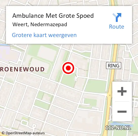 Locatie op kaart van de 112 melding: Ambulance Met Grote Spoed Naar Weert, Nedermazepad op 9 februari 2022 13:42