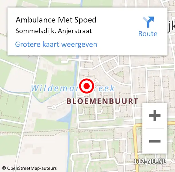 Locatie op kaart van de 112 melding: Ambulance Met Spoed Naar Sommelsdijk, Anjerstraat op 9 februari 2022 14:10