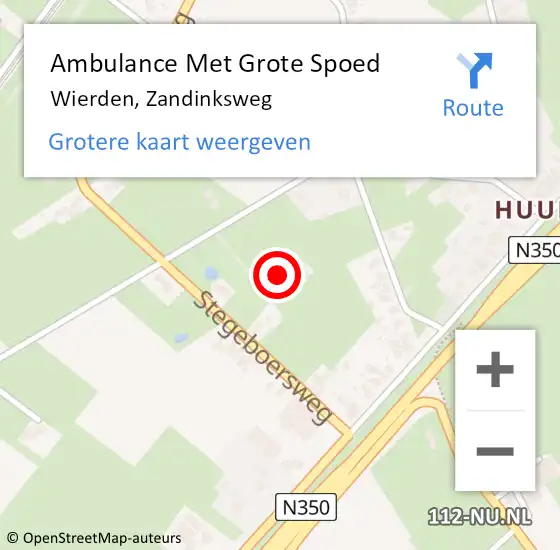 Locatie op kaart van de 112 melding: Ambulance Met Grote Spoed Naar Wierden, Zandinksweg op 9 februari 2022 14:52