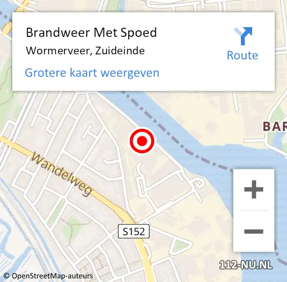 Locatie op kaart van de 112 melding: Brandweer Met Spoed Naar Wormerveer, Zuideinde op 9 februari 2022 14:54