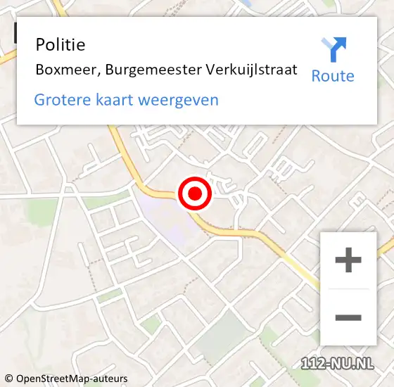 Locatie op kaart van de 112 melding: Politie Boxmeer, Burgemeester Verkuijlstraat op 9 februari 2022 14:59