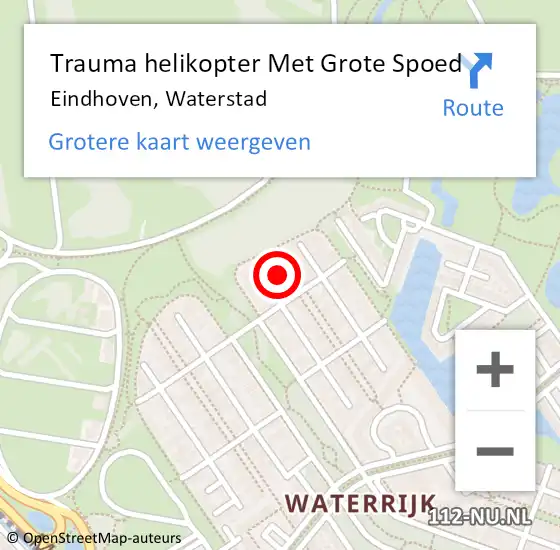 Locatie op kaart van de 112 melding: Trauma helikopter Met Grote Spoed Naar Eindhoven, Waterstad op 9 februari 2022 15:11