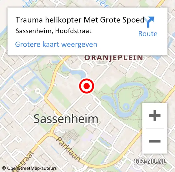 Locatie op kaart van de 112 melding: Trauma helikopter Met Grote Spoed Naar Sassenheim, Hoofdstraat op 9 februari 2022 15:21
