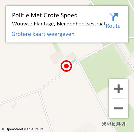 Locatie op kaart van de 112 melding: Politie Met Grote Spoed Naar Wouwse Plantage, Bleijdenhoeksestraat op 9 februari 2022 15:27
