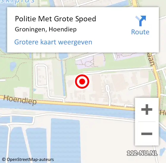 Locatie op kaart van de 112 melding: Politie Met Grote Spoed Naar Groningen, Hoendiep op 9 februari 2022 16:01