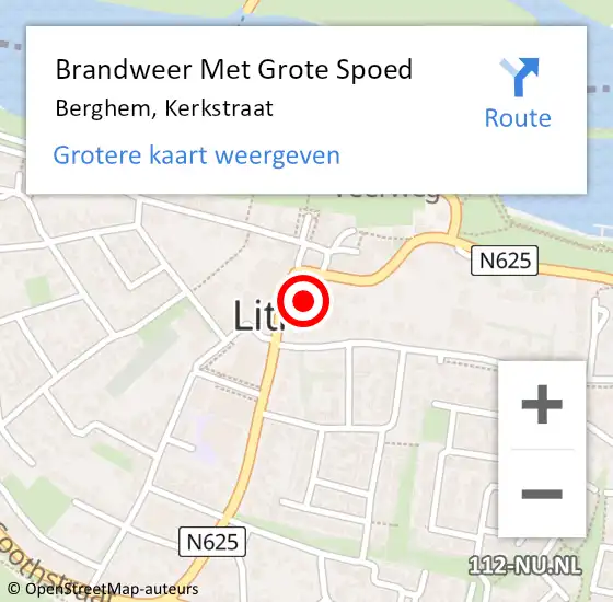 Locatie op kaart van de 112 melding: Brandweer Met Grote Spoed Naar Berghem, Kerkstraat op 9 februari 2022 16:29