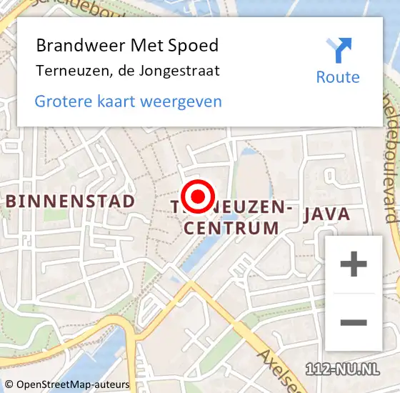 Locatie op kaart van de 112 melding: Brandweer Met Spoed Naar Terneuzen, de Jongestraat op 9 februari 2022 16:31