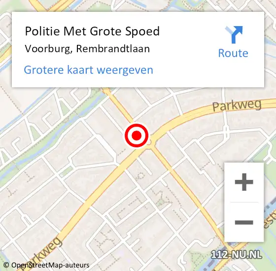 Locatie op kaart van de 112 melding: Politie Met Grote Spoed Naar Voorburg, Rembrandtlaan op 9 februari 2022 16:35