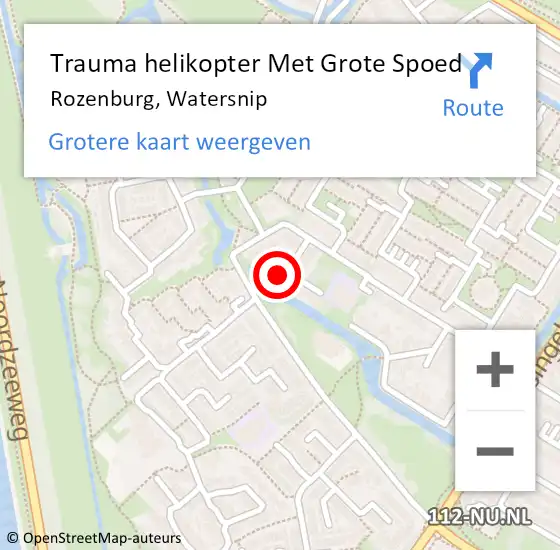 Locatie op kaart van de 112 melding: Trauma helikopter Met Grote Spoed Naar Rozenburg, Watersnip op 9 februari 2022 16:41