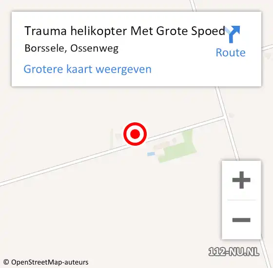 Locatie op kaart van de 112 melding: Trauma helikopter Met Grote Spoed Naar Borssele, Ossenweg op 9 februari 2022 17:00