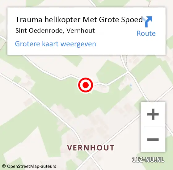 Locatie op kaart van de 112 melding: Trauma helikopter Met Grote Spoed Naar Sint Oedenrode, Vernhout op 9 februari 2022 17:01