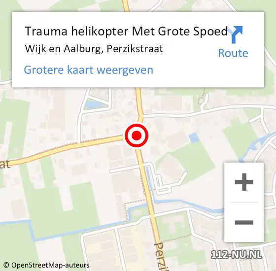 Locatie op kaart van de 112 melding: Trauma helikopter Met Grote Spoed Naar Wijk en Aalburg, Perzikstraat op 9 februari 2022 17:11