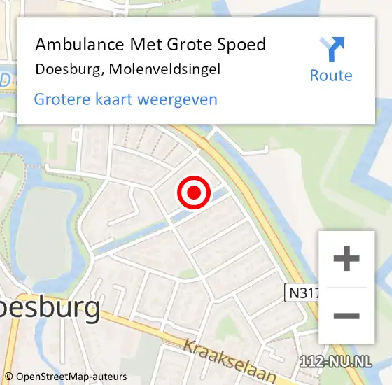 Locatie op kaart van de 112 melding: Ambulance Met Grote Spoed Naar Doesburg, Molenveldsingel op 9 februari 2022 17:15