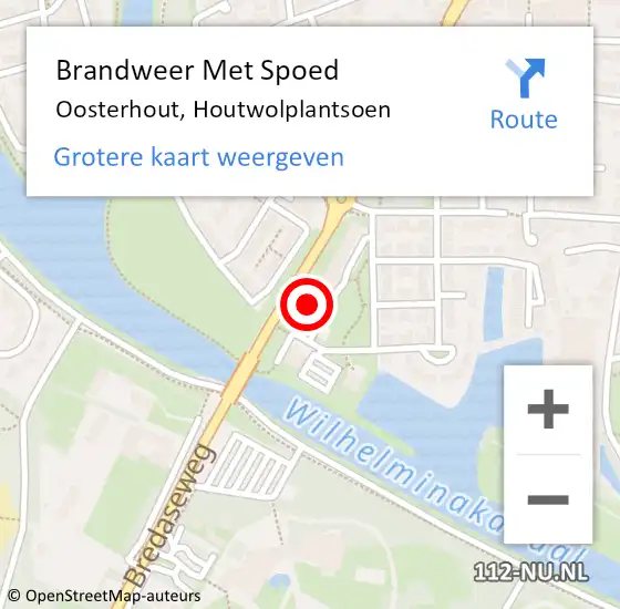 Locatie op kaart van de 112 melding: Brandweer Met Spoed Naar Oosterhout, Houtwolplantsoen op 9 februari 2022 17:22