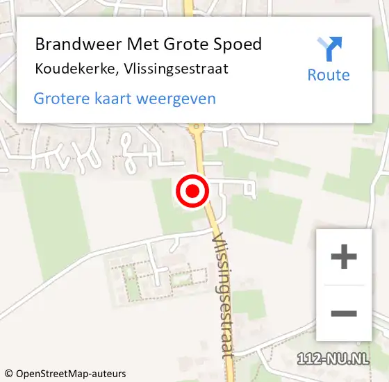 Locatie op kaart van de 112 melding: Brandweer Met Grote Spoed Naar Koudekerke, Vlissingsestraat op 9 februari 2022 17:55