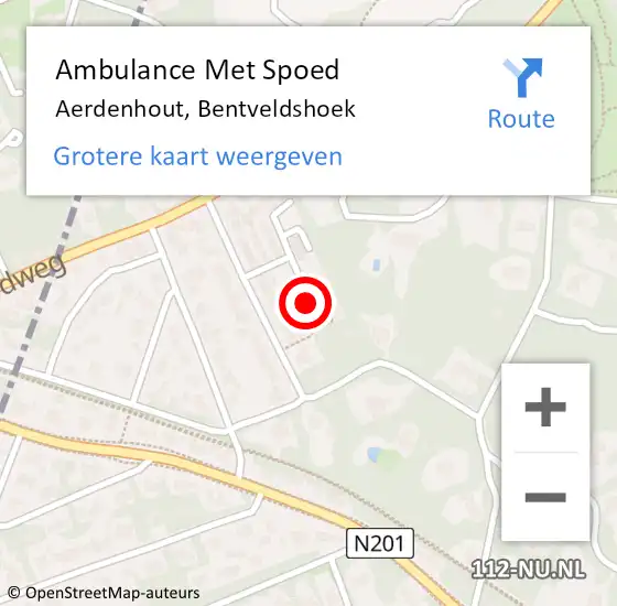 Locatie op kaart van de 112 melding: Ambulance Met Spoed Naar Aerdenhout, Bentveldshoek op 9 februari 2022 17:57
