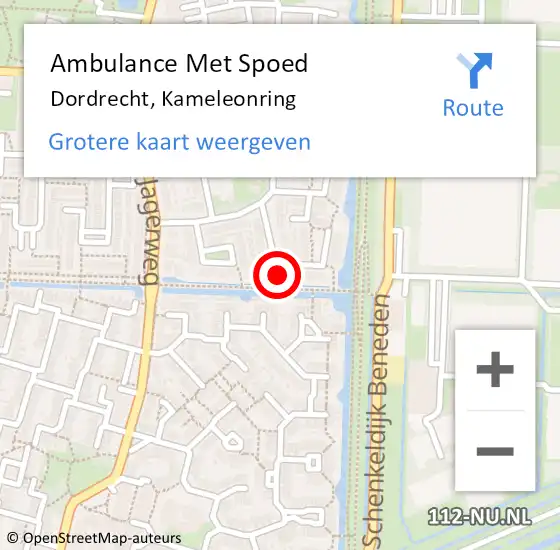 Locatie op kaart van de 112 melding: Ambulance Met Spoed Naar Dordrecht, Kameleonring op 9 februari 2022 18:00