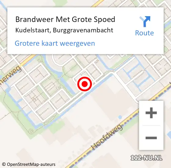Locatie op kaart van de 112 melding: Brandweer Met Grote Spoed Naar Kudelstaart, Burggravenambacht op 9 februari 2022 18:00